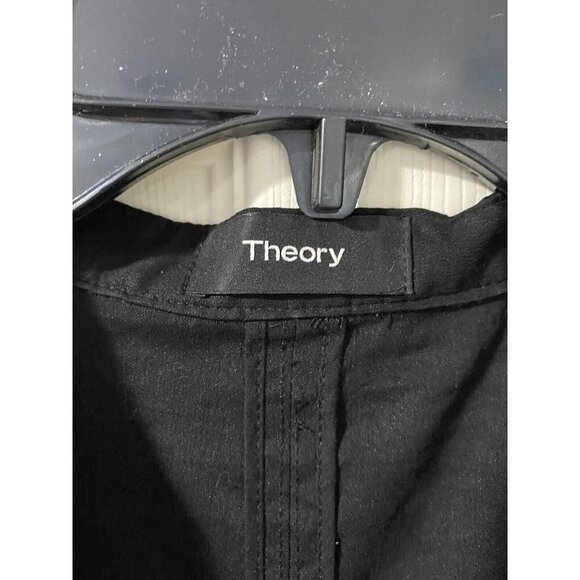 Theory Womens Unlined Open Front Linen Blazer Jacket Black Linen Size 0 - Picture 2 of 8